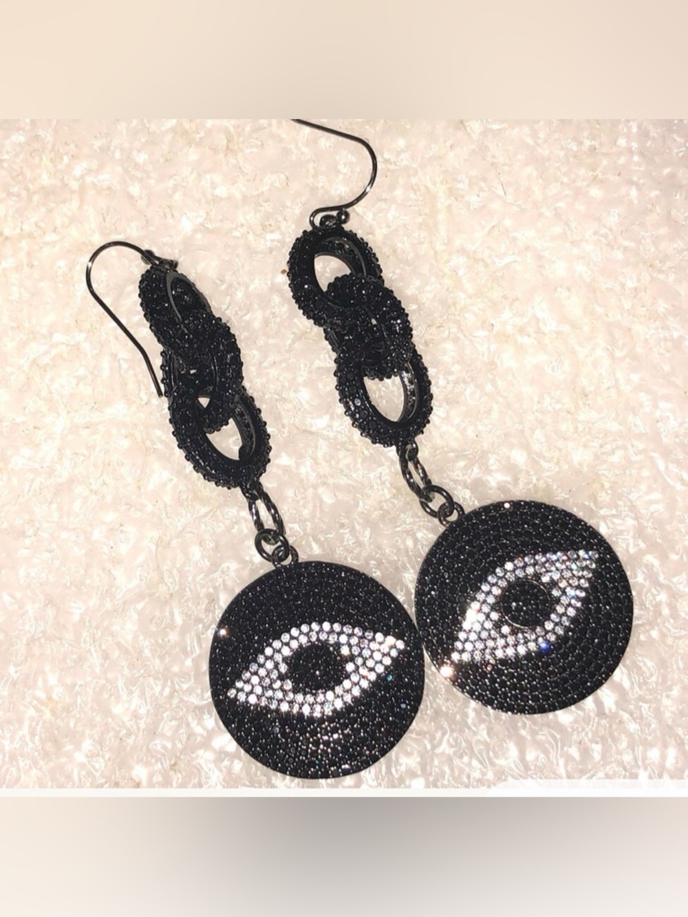 Sexy Opulence! 3" Long Dynamic BLACK Rhodium Micro Pave & Silver Micro Pave